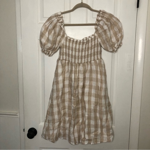 House of Harlow 1960 Dresses & Skirts - House of Harlow Gingham Puff Sleeve Linen Dress